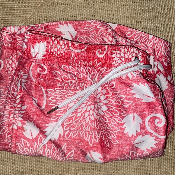 Men’s medium red orange swim trunks black brown brand floral swimsuit - Picture 4 of 5